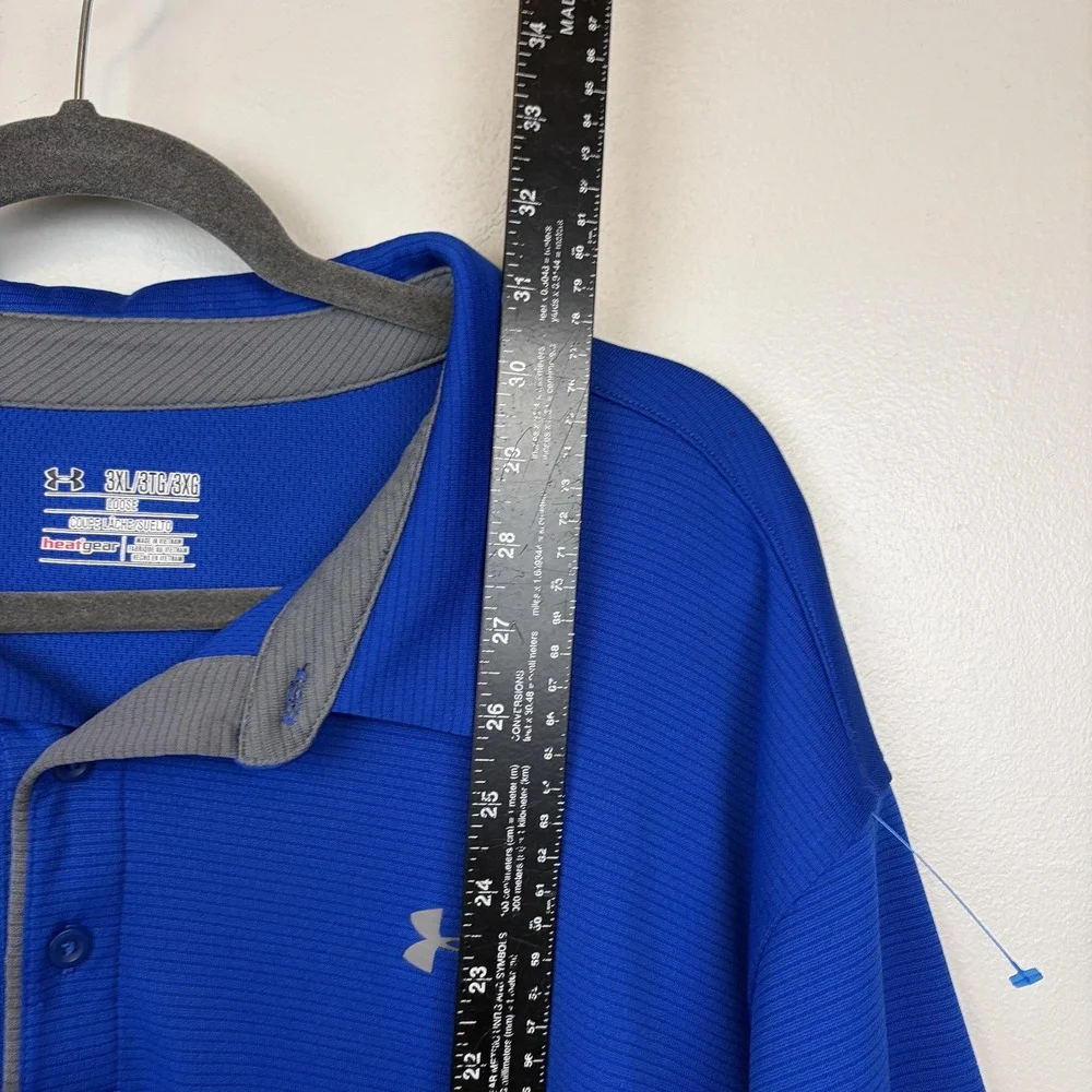 Under‎ Armour Polo Shirt Mens 3XL Blue HeatGear Loose Fit Golf Performance - Picture 8 of 10